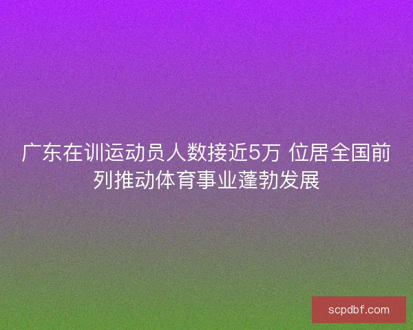广东在训运动员人数接近5万 位居全国前列推动体育事业蓬勃发展